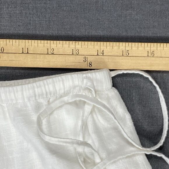 Lagenlook Linen Wide Leg Pants Womens L White Asymmetrical Parachute Boho Summer - Picture 11 of 14